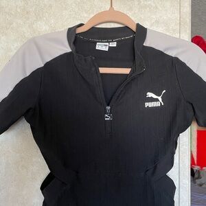 Puma Black and Gray Zip-Up Top